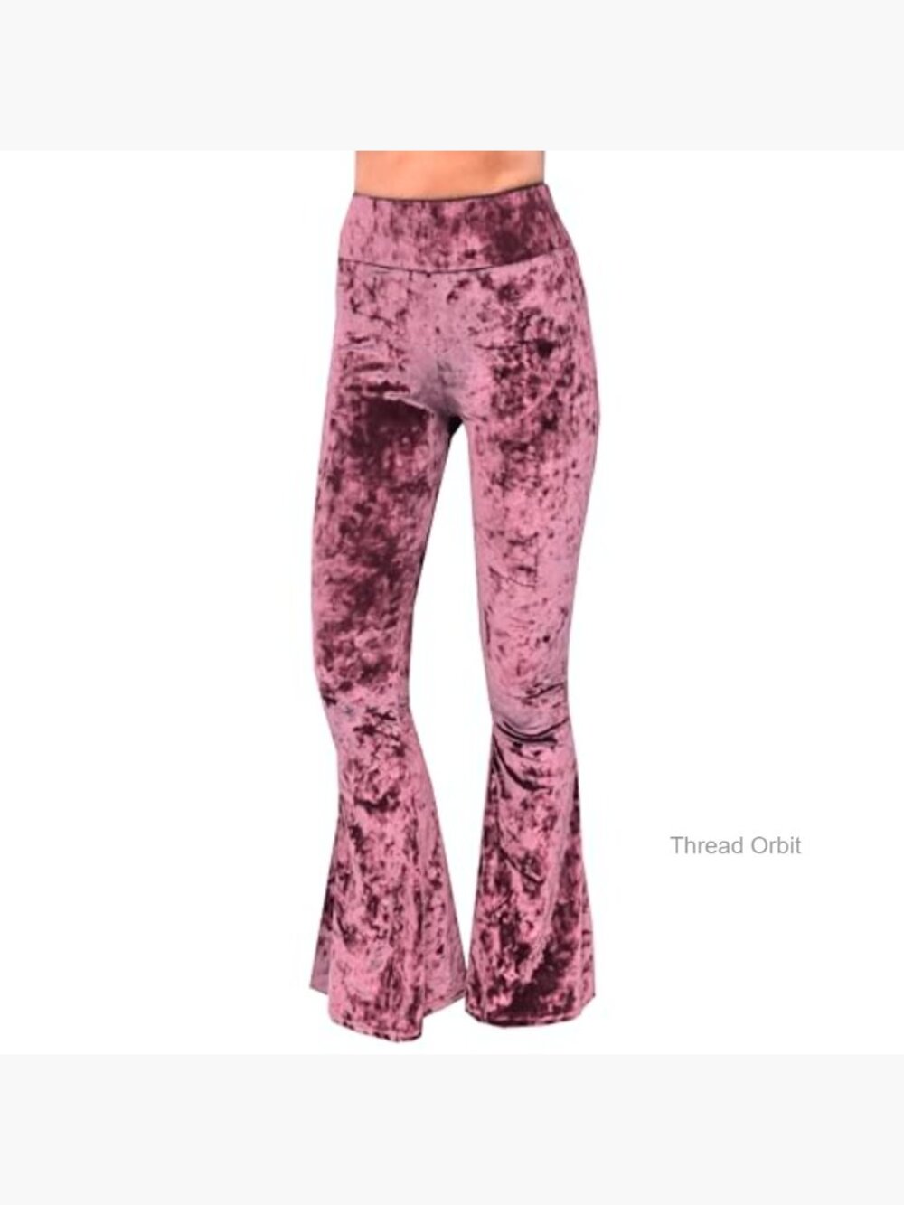 Crushed Velvet High Waisted Flare Yoga Loungewear Bell Bottom Pants - Picture 3 of 7